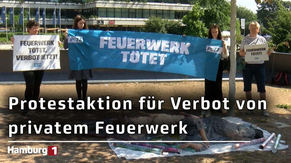 Vor der Innenministerkonferenz: PETA fordert mit Protestaktion Verbot privater Feuerwerke